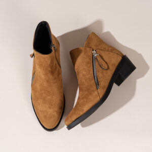 Borcego de Gamuza Camel con Cremallera Lateral
